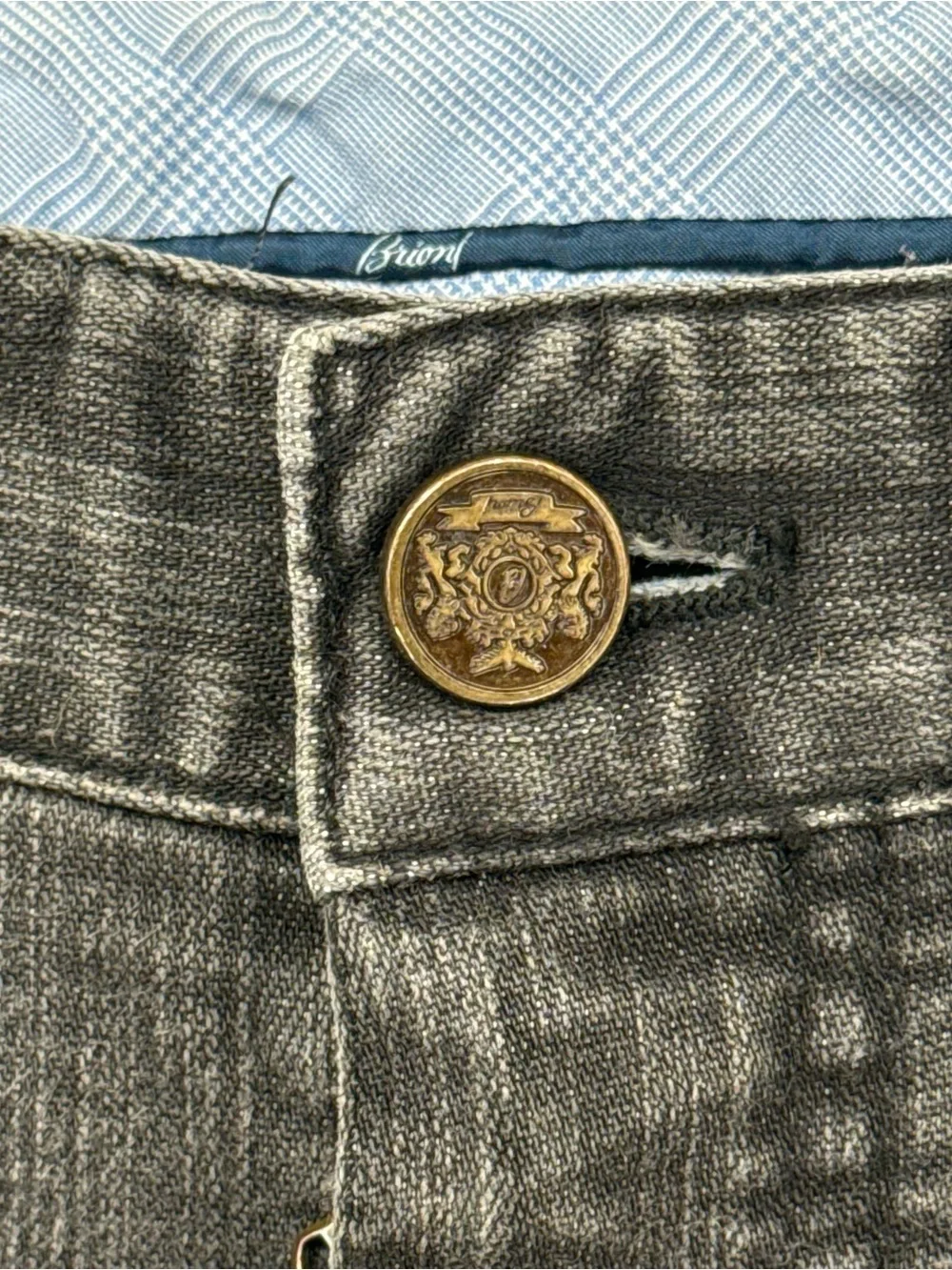 Brioni Jeans Mens 32x32 Black Grey Marmolada Denim Stretch Italy Luxury
